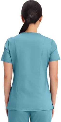 Cherokee Scrubs Top for Women Mock Wrap with 3 Pockets  Soft  2 Way Stretch & Durable Fabric   WW610