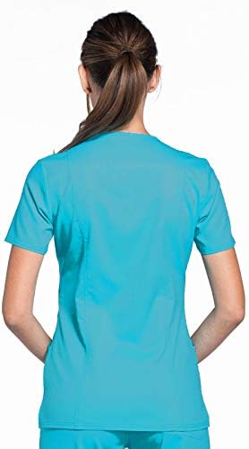Cherokee Scrubs Top for Women Mock Wrap with 3 Pockets  Soft  2 Way Stretch & Durable Fabric   WW610