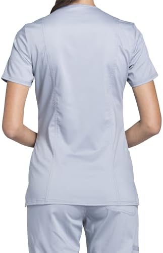 Cherokee Scrubs Top for Women Mock Wrap with 3 Pockets  Soft  2 Way Stretch & Durable Fabric   WW610