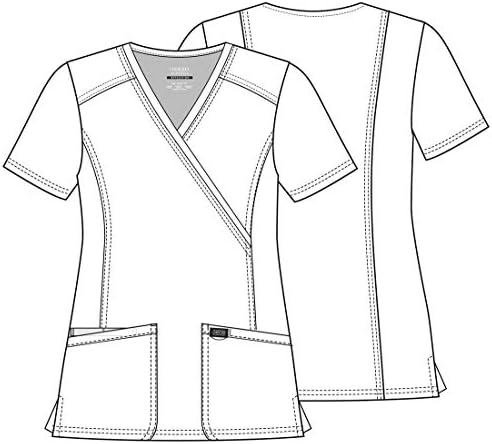 Cherokee Scrubs Top for Women Mock Wrap with 3 Pockets  Soft  2 Way Stretch & Durable Fabric   WW610