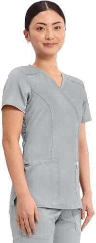 Talla S - Cherokee Scrubs Top for Women Mock Wrap with 3 Pockets  Soft  2 Way Stretch & Durable Fabric   WW610