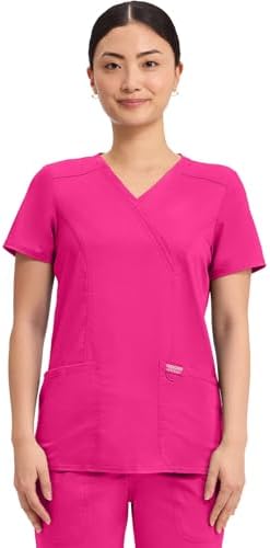 Talla S - Cherokee Scrubs Top for Women Mock Wrap with 3 Pockets  Soft  2 Way Stretch & Durable Fabric   WW610
