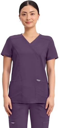 Talla S - Cherokee Scrubs Top for Women Mock Wrap with 3 Pockets  Soft  2 Way Stretch & Durable Fabric   WW610