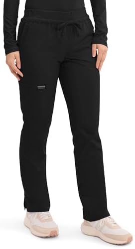 Cherokee Scrubs for Women Mid Rise Tapered Leg Drawstring Pant with 5 Pockets  Cargo Bottom with 2 Way Stretch Fabric  WW105