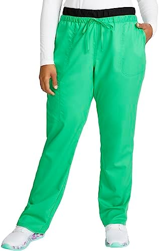 Cherokee Scrubs for Women Mid Rise Tapered Leg Drawstring Pant with 5 Pockets  Cargo Bottom with 2 Way Stretch Fabric  WW105