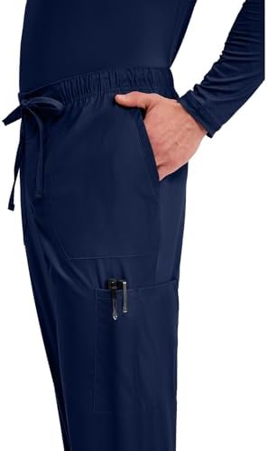 Cherokee Scrubs for Men Tapered Leg Mens Cargo Scrub Pants 5 Pockets Drawstring 2 Way Stretch Medical Scrub Bottom WW190