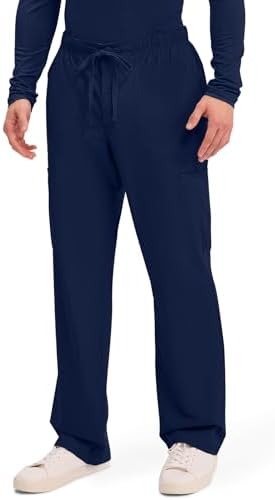 Cherokee Scrubs for Men Tapered Leg Mens Cargo Scrub Pants 5 Pockets Drawstring 2 Way Stretch Medical Scrub Bottom WW190