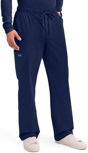Cherokee Scrubs for Men Tapered Leg Mens Cargo Scrub Pants 5 Pockets Drawstring 2 Way Stretch Medical Scrub Bottom WW190