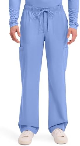 Cherokee Scrubs for Men Tapered Leg Mens Cargo Scrub Pants 5 Pockets Drawstring 2 Way Stretch Medical Scrub Bottom WW190