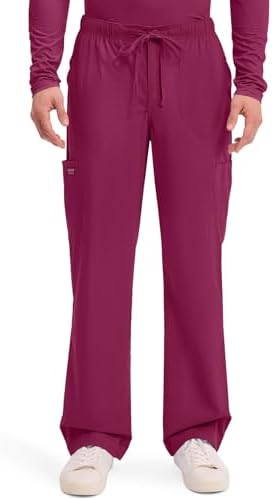 Cherokee Scrubs for Men Tapered Leg Mens Cargo Scrub Pants 5 Pockets Drawstring 2 Way Stretch Medical Scrub Bottom WW190