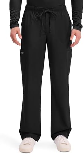 Cherokee Scrubs for Men Tapered Leg Mens Cargo Scrub Pants 5 Pockets Drawstring 2 Way Stretch Medical Scrub Bottom WW190