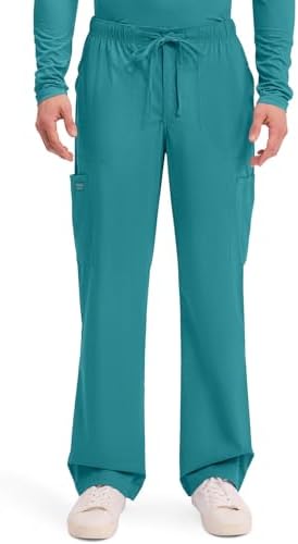 Cherokee Scrubs for Men Tapered Leg Mens Cargo Scrub Pants 5 Pockets Drawstring 2 Way Stretch Medical Scrub Bottom WW190
