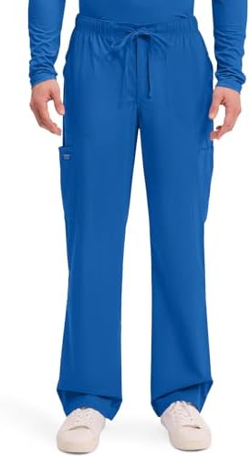 Cherokee Scrubs for Men Tapered Leg Mens Cargo Scrub Pants 5 Pockets Drawstring 2 Way Stretch Medical Scrub Bottom WW190