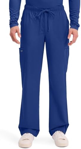 Cherokee Scrubs for Men Tapered Leg Mens Cargo Scrub Pants 5 Pockets Drawstring 2 Way Stretch Medical Scrub Bottom WW190