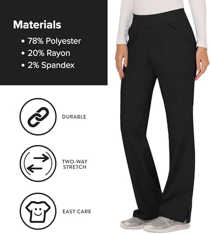 Cherokee Women Scrub Pant with Straight Leg Pull on Pant Medical Bottom with 4 Pocket & 2 Way Stretch Fabric   WW110