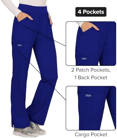 Cherokee Women Scrub Pant with Straight Leg Pull on Pant Medical Bottom with 4 Pocket & 2 Way Stretch Fabric   WW110