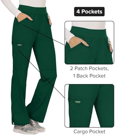 Cherokee Women Scrub Pant with Straight Leg Pull on Pant Medical Bottom with 4 Pocket & 2 Way Stretch Fabric   WW110