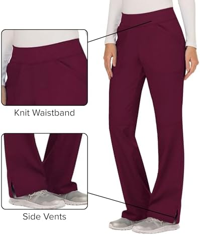 Cherokee Women Scrub Pant with Straight Leg Pull on Pant Medical Bottom with 4 Pocket & 2 Way Stretch Fabric   WW110