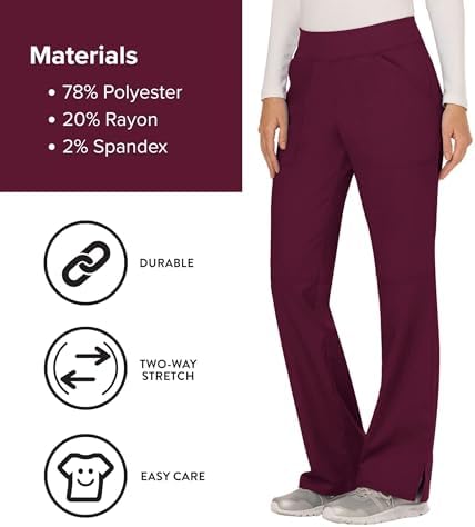Cherokee Women Scrub Pant with Straight Leg Pull on Pant Medical Bottom with 4 Pocket & 2 Way Stretch Fabric   WW110