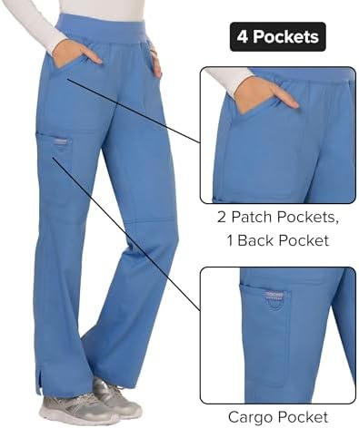 Cherokee Women Scrub Pant with Straight Leg Pull on Pant Medical Bottom with 4 Pocket & 2 Way Stretch Fabric   WW110