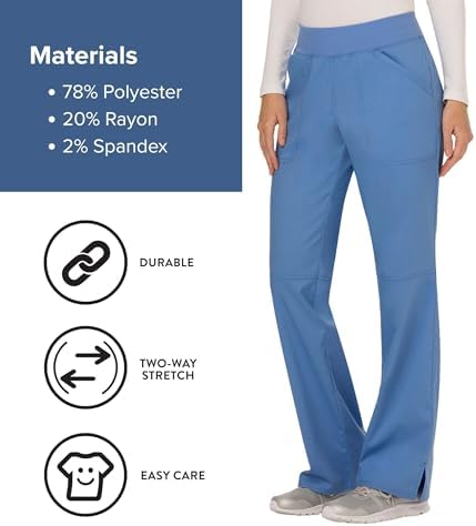 Cherokee Women Scrub Pant with Straight Leg Pull on Pant Medical Bottom with 4 Pocket & 2 Way Stretch Fabric   WW110