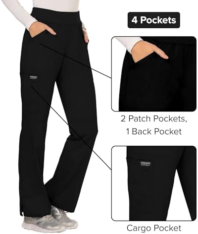 Cherokee Women Scrub Pant with Straight Leg Pull on Pant Medical Bottom with 4 Pocket & 2 Way Stretch Fabric   WW110