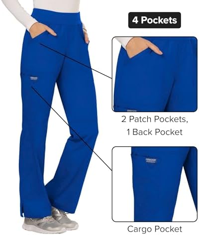Cherokee Women Scrub Pant with Straight Leg Pull on Pant Medical Bottom with 4 Pocket & 2 Way Stretch Fabric   WW110