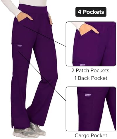 Cherokee Women Scrub Pant with Straight Leg Pull on Pant Medical Bottom with 4 Pocket & 2 Way Stretch Fabric   WW110