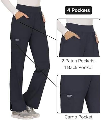 Cherokee Women Scrub Pant with Straight Leg Pull on Pant Medical Bottom with 4 Pocket & 2 Way Stretch Fabric   WW110