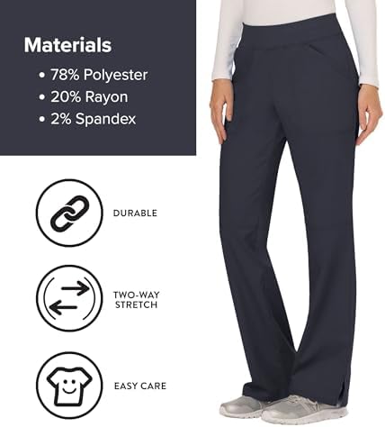Cherokee Women Scrub Pant with Straight Leg Pull on Pant Medical Bottom with 4 Pocket & 2 Way Stretch Fabric   WW110