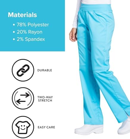 Cherokee Women Scrub Pant with Straight Leg Pull on Pant Medical Bottom with 4 Pocket & 2 Way Stretch Fabric   WW110