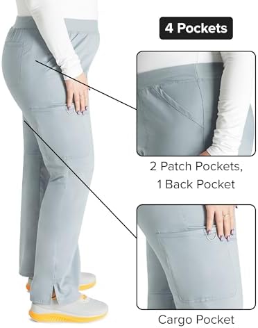Cherokee Women Scrub Pant with Straight Leg Pull on Pant Medical Bottom with 4 Pocket & 2 Way Stretch Fabric   WW110