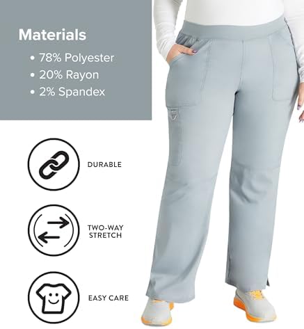 Cherokee Women Scrub Pant with Straight Leg Pull on Pant Medical Bottom with 4 Pocket & 2 Way Stretch Fabric   WW110
