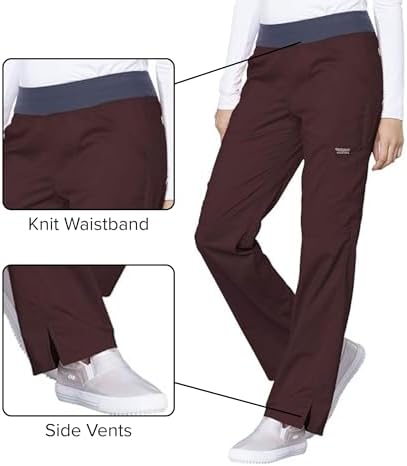 Cherokee Women Scrub Pant with Straight Leg Pull on Pant Medical Bottom with 4 Pocket & 2 Way Stretch Fabric   WW110