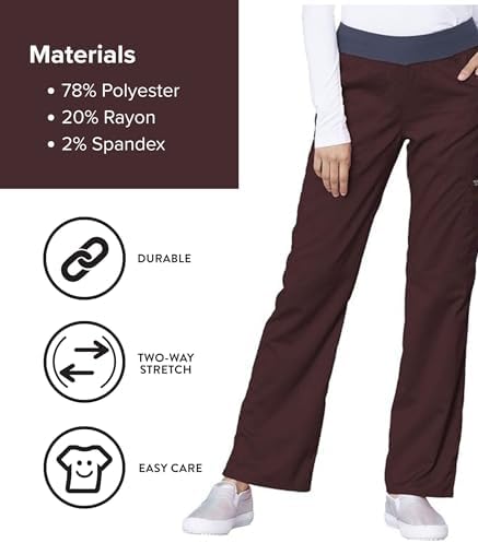 Cherokee Women Scrub Pant with Straight Leg Pull on Pant Medical Bottom with 4 Pocket & 2 Way Stretch Fabric   WW110