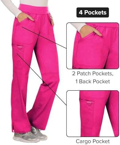 Cherokee Women Scrub Pant with Straight Leg Pull on Pant Medical Bottom with 4 Pocket & 2 Way Stretch Fabric   WW110