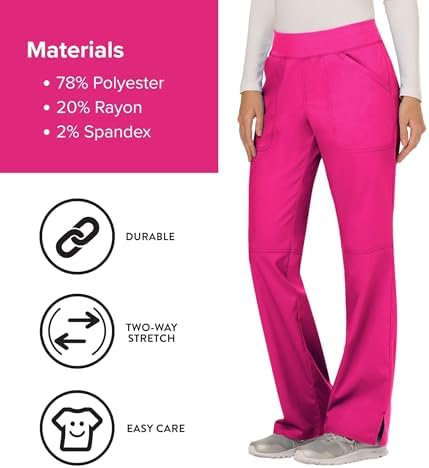 Cherokee Women Scrub Pant with Straight Leg Pull on Pant Medical Bottom with 4 Pocket & 2 Way Stretch Fabric   WW110