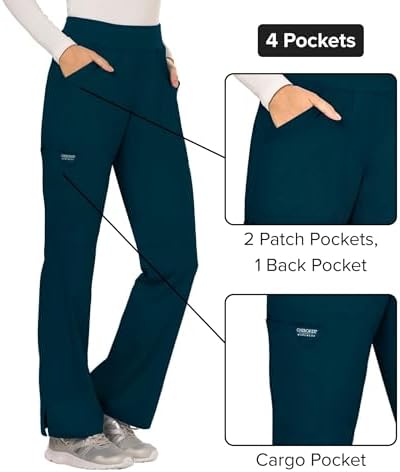Cherokee Women Scrub Pant with Straight Leg Pull on Pant Medical Bottom with 4 Pocket & 2 Way Stretch Fabric   WW110