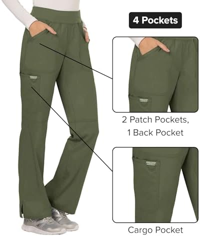 Cherokee Women Scrub Pant with Straight Leg Pull on Pant Medical Bottom with 4 Pocket & 2 Way Stretch Fabric   WW110