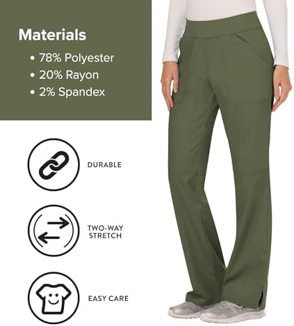 Cherokee Women Scrub Pant with Straight Leg Pull on Pant Medical Bottom with 4 Pocket & 2 Way Stretch Fabric   WW110