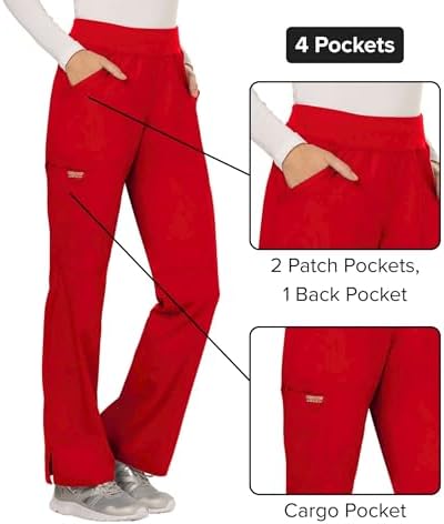 Cherokee Women Scrub Pant with Straight Leg Pull on Pant Medical Bottom with 4 Pocket & 2 Way Stretch Fabric   WW110