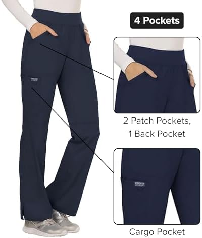 Cherokee Women Scrub Pant with Straight Leg Pull on Pant Medical Bottom with 4 Pocket & 2 Way Stretch Fabric   WW110