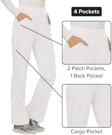 Cherokee Women Scrub Pant with Straight Leg Pull on Pant Medical Bottom with 4 Pocket & 2 Way Stretch Fabric   WW110