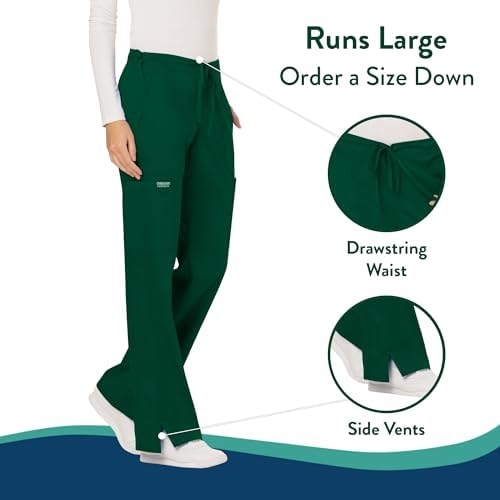 Cherokee Women Scrubs Pant Workwear Revolution Mid Rise Moderate Flare Drawstring WW120