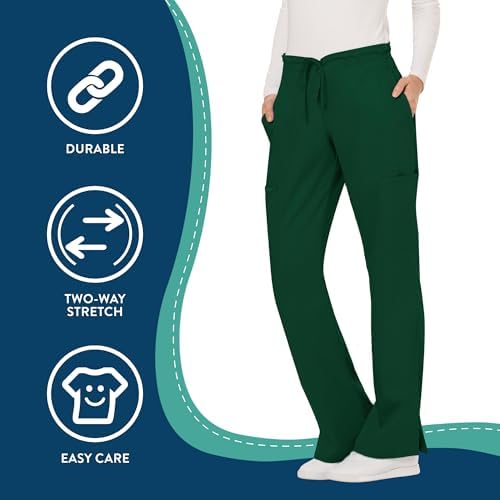 Cherokee Women Scrubs Pant Workwear Revolution Mid Rise Moderate Flare Drawstring WW120
