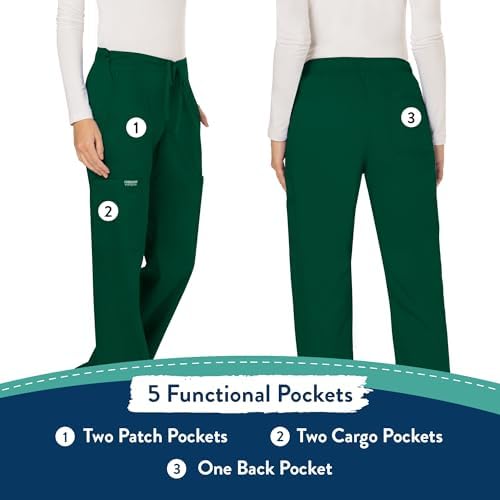 Cherokee Women Scrubs Pant Workwear Revolution Mid Rise Moderate Flare Drawstring WW120