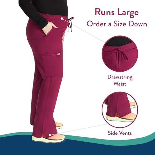 Cherokee Women Scrubs Pant Workwear Revolution Mid Rise Moderate Flare Drawstring WW120