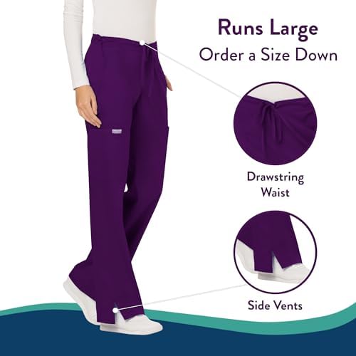 Cherokee Women Scrubs Pant Workwear Revolution Mid Rise Moderate Flare Drawstring WW120