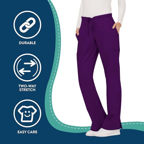 Cherokee Women Scrubs Pant Workwear Revolution Mid Rise Moderate Flare Drawstring WW120