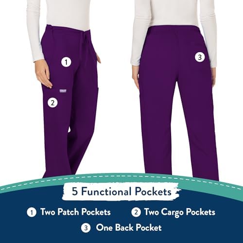 Cherokee Women Scrubs Pant Workwear Revolution Mid Rise Moderate Flare Drawstring WW120